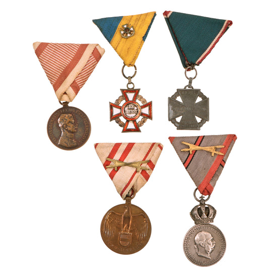 Original Austro-Hungarian WWI & WWII Era Medal Lot - Five Medals Total Original Items