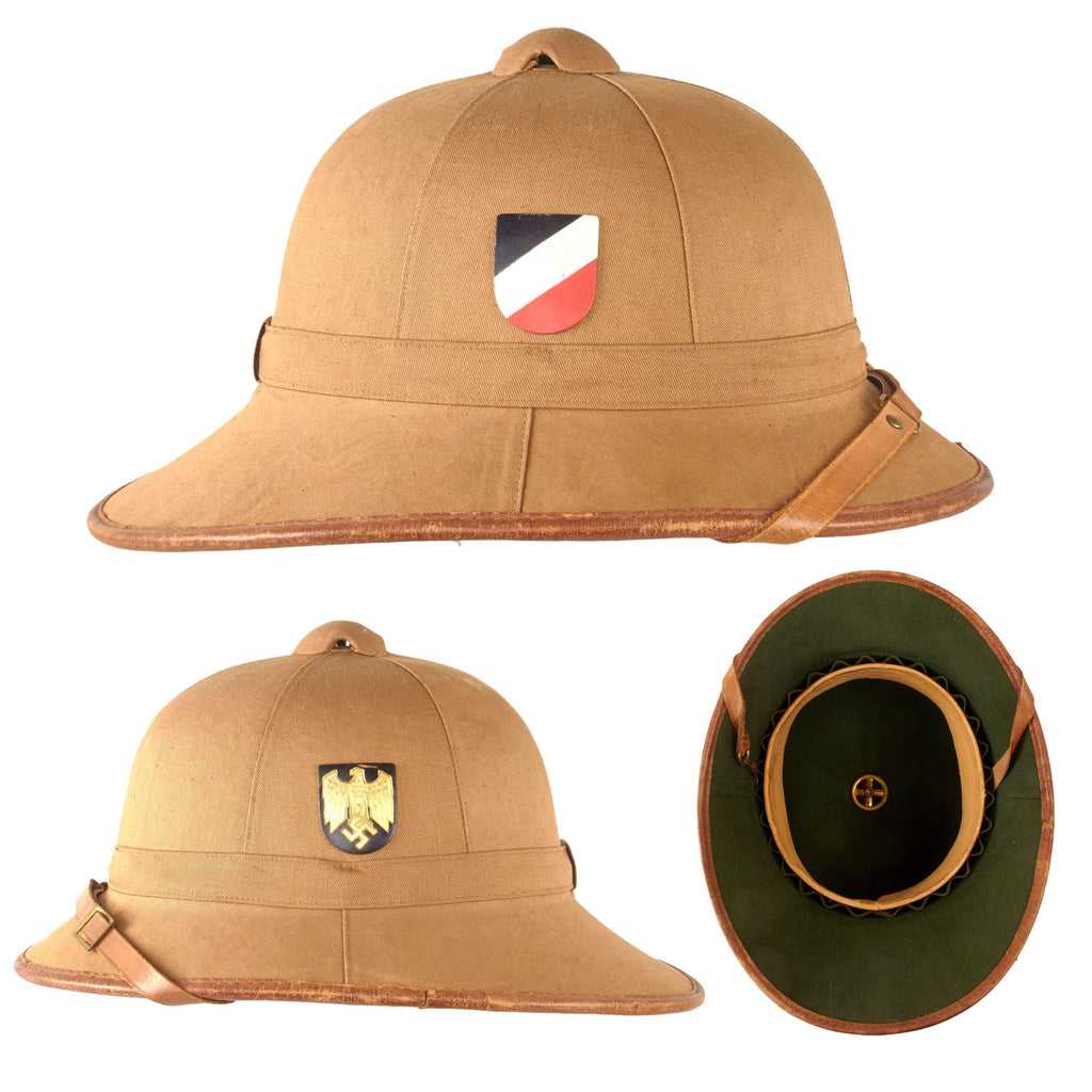 Original German WWII First Model DAK Kriegsmarine Afrikakorps Sun Helmet in Size 57 Original Items