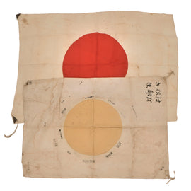 Original U.S. WWII “Seabee Special” Japanese Good Luck "Tojo" Flag & Plain Meatball Flag - GI Made to Sell and Trade - 23 x 33½” & 26 x 39”