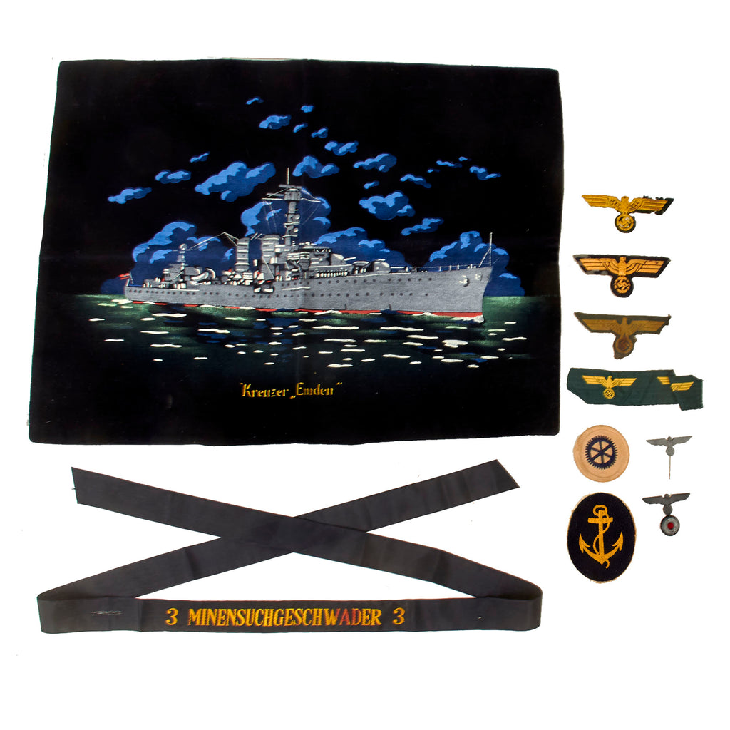 DRAFT Original German WWII Kriegsmarine Insignia Grouping - Breast Eagles, Sleeve Chevrons, and More - 13 Items (Copy) Original Items
