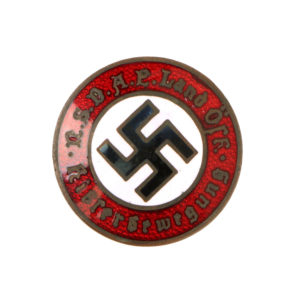 Original German Pre WWII Austrian NSDAP Party Enamel Membership Badge Pin - Ges. Gesch. Marked Original Items