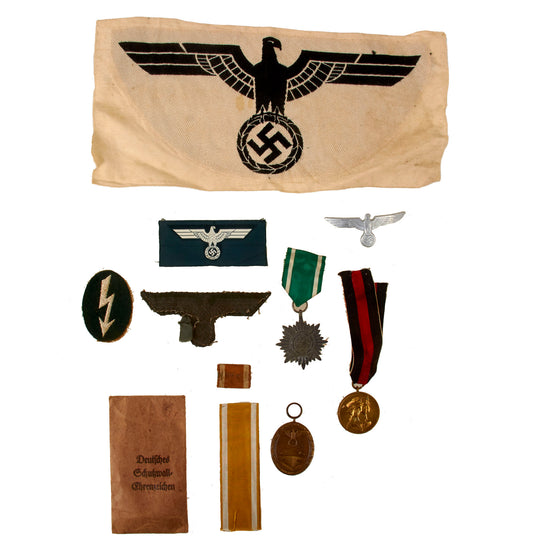 DRAFT Original German WWII Award and Insignia Grouping with War Merit Cross KvK, Austrian Anschluss Medal, and More - 10 Items (Copy) Original Items