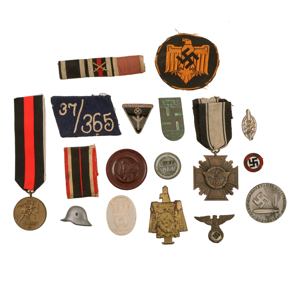 DRAFT Original German WWII Award and Insignia Grouping with Western Wall Medal Set, Sudetenland Medal, and More - 8 Items (Copy) Original Items