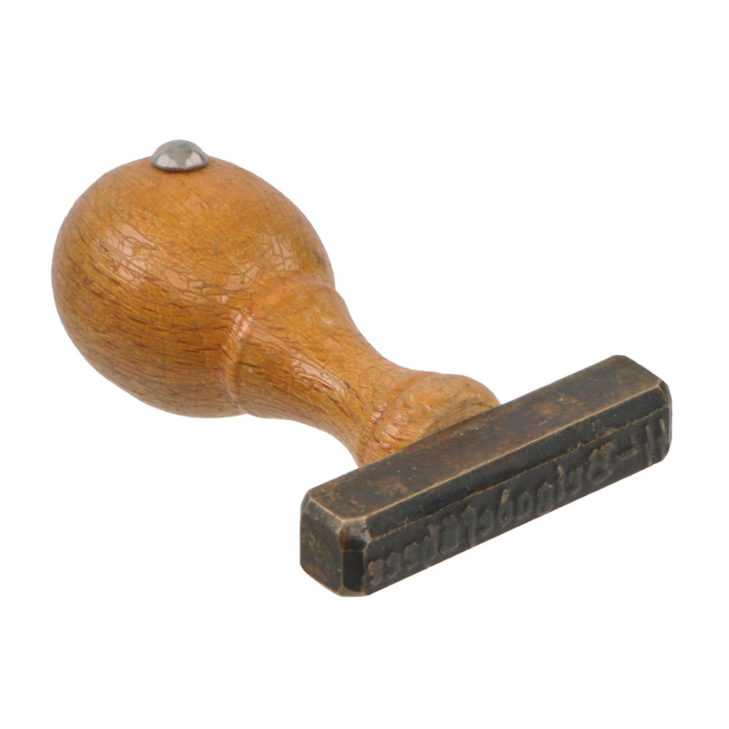 Original German WWII SS-Brigadeführer Brass Document Stamp with Wooden Handle - Schutzstaffel Original Items
