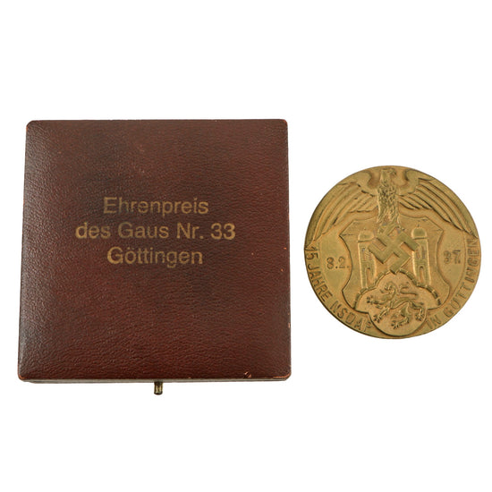 Original German WWII Cased District No.33 Göttingen 1937 Honor Prize Table Medal by Josef Feix & Söhne Original Items