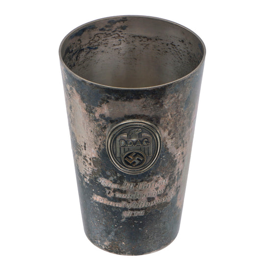 DRAFT Original German WWII D.D.A.C. Automobile Club Vehicle Staff Silver Plated Cup Original Items