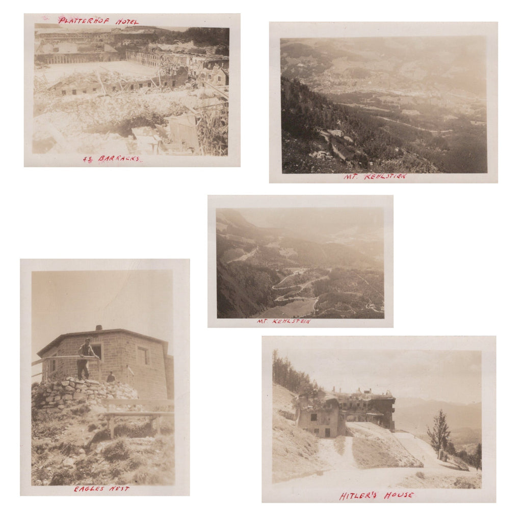 Original U.S. WWII G.I. Photograph Group with Eagle’s Nest & Destroyed Berghof Photos - Five Photos Total Original Items