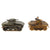 Original German WWII Pair of Toy Tanks DRGM Tin Lithos with One Trooper - 3 Items Total Original Items