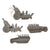 Original German WWII Era Toy Lot with Brass Stuka Plane, Ceramic Soldier Pins, and Early Plastic Toys