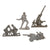 Original German WWII Era Toy Lot with Brass Stuka Plane, Ceramic Soldier Pins, and Early Plastic Toys
