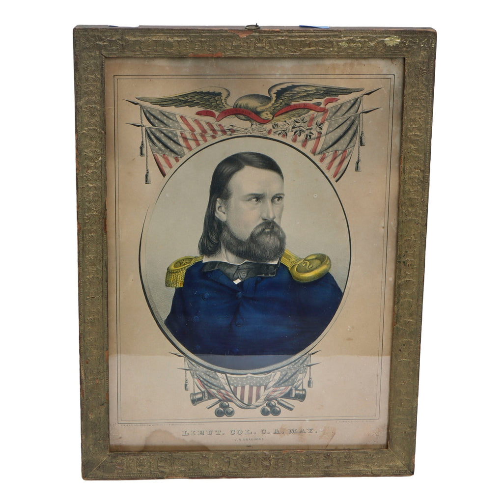 Original U.S. Mexican-American War Framed Lithograph of 2nd Dragoons Lieut. Col. Charles Augustus May - Hero of the Battle of Resaca de la Palma - 11½ x 15½” - Very Rare Original Items