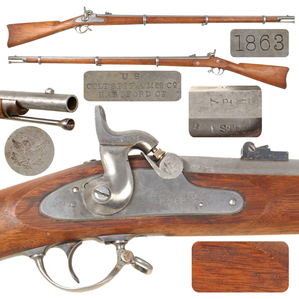 Original U.S. Civil War Museum Grade Colt Hartford "Special Model 1861" Springfield Rifled Musket with Inspector Cartouches - dated 1863 Original Items
