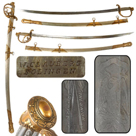 Original U.S. Civil War High-Grade Clauberg “Stand by the Union” Presentation Cavalry Saber with Sterling Silver Grip & Etched Blade with Scabbard