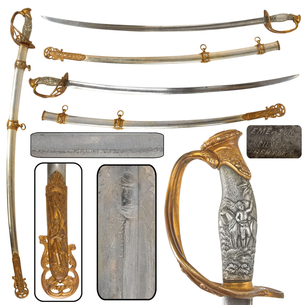 Original U.S. Civil War 3rd New Jersey Cavalry “1st United States Hussar Regiment” High-Grade M1850 Staff Officer’s Sword by Emerson & Silver with Outstanding Sterling Silver Grip & Scabbard - “One and Inseparable"