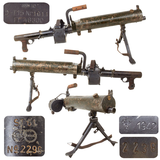 Original German WWII Rheinmetall ST-61 MG 15 Water Cooled Display Gun Serial No. 2296 with Saddle Drum Magazine - dated 1942 Original Items