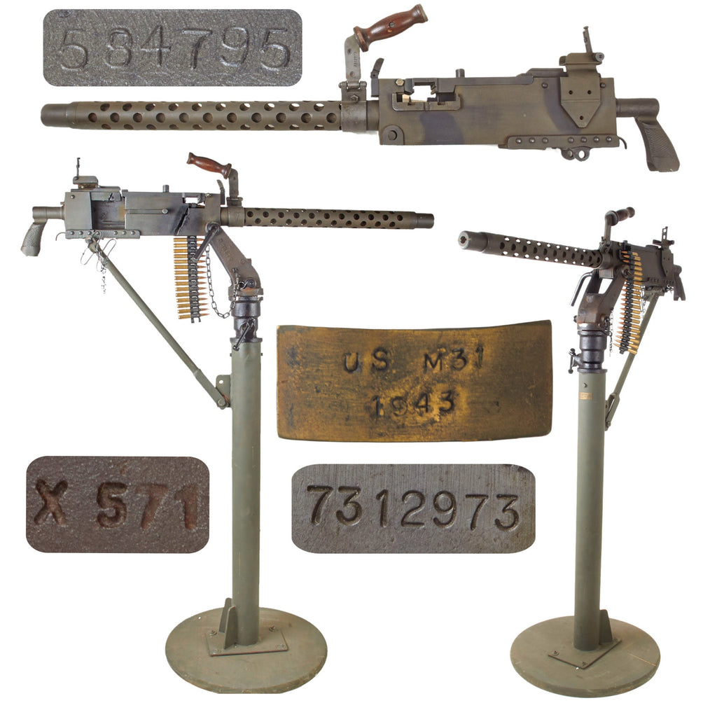 Original U.S. WWII Browning .30 Caliber M1919A4 Display Machine Gun with Custom Made M25 Vehicle Pedestal Mount Original Items
