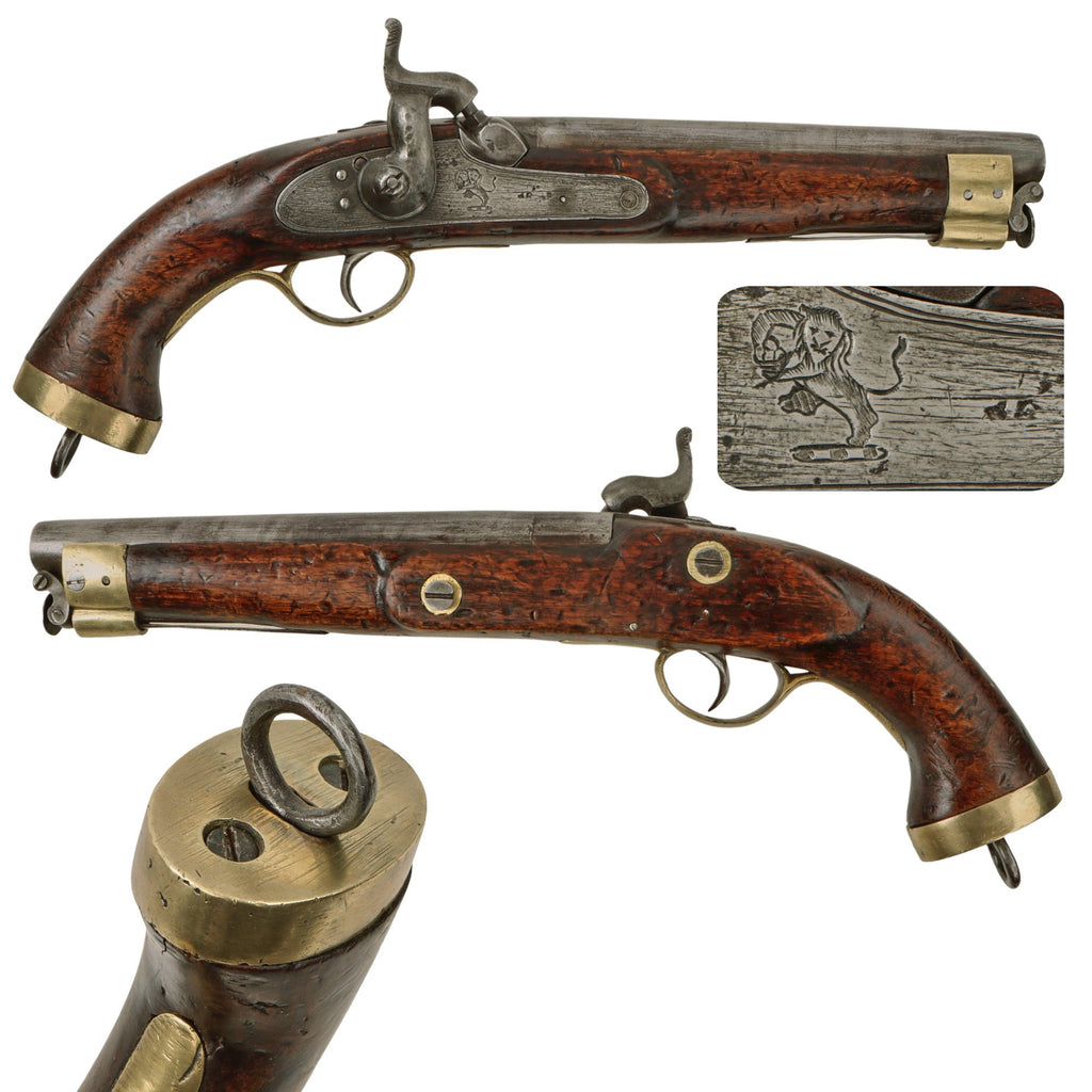 Original British East India Company Model 1843 Percussion Dragoon Pistol with Trapped Swivel Ramrod Original Items