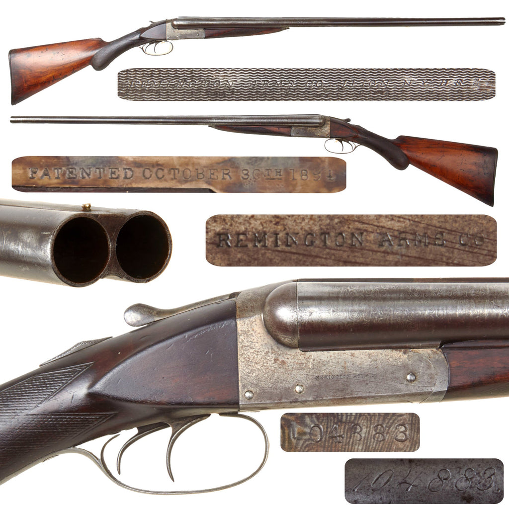 Original U.S. Antique Remington Model 1894 Grade A Double Barrel 12 Gauge Hammerless Shotgun Made in 1897 - Serial 104883 Original Items