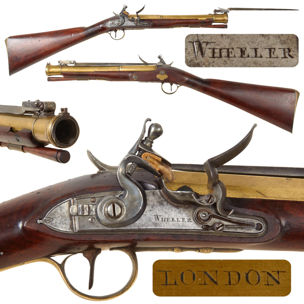 Original British Brass Barrel Flintlock Coaching Blunderbuss by Robert Wheeler of London with Spring Loaded Bayonet - circa 1800 Original Items