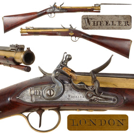 Original British Brass Barrel Flintlock Coaching Blunderbuss by Robert Wheeler of London with Spring Loaded Bayonet - circa 1800