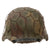 Original German WWII M40 Refurbished 12th SS Panzer HJ at Caan & Falaise Chicken Wire Camouflage Helmet - Stamped EF64 Original Items
