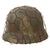Original German WWII M40 Refurbished 12th SS Panzer HJ at Caan & Falaise Chicken Wire Camouflage Helmet - Stamped EF64 Original Items