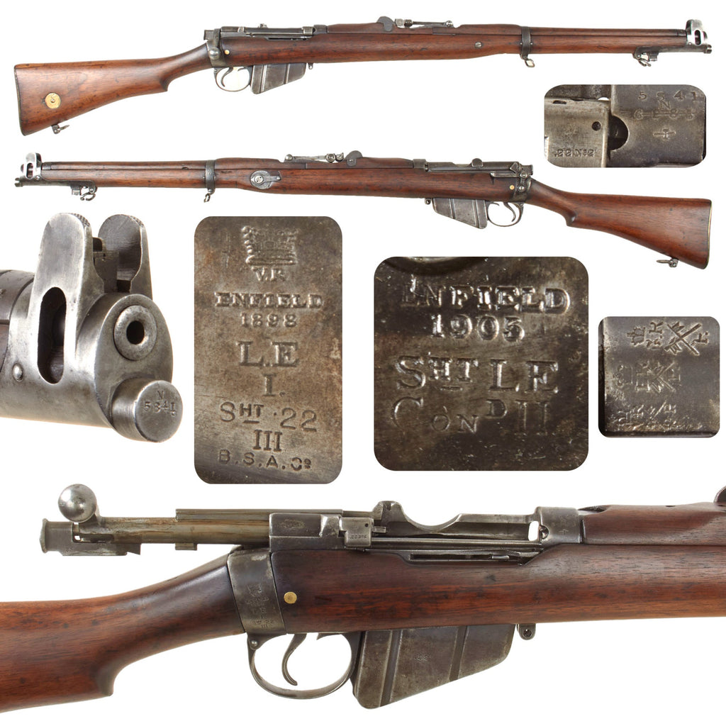 Original British WWI & WWII Lee-Enfield MkI Dated 1898 Converted to S.M.L.E. in 1905 and then to .22 Trainer - Serial N 5841 Original Items