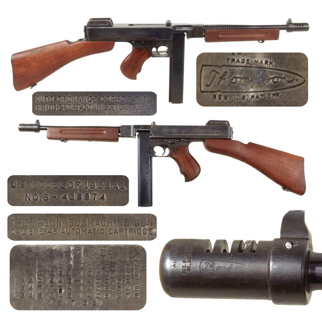 Original U.S. WWII Thompson M1928A1 Display Submachine Gun Serial NO.S-438974 - Original WW2 Parts Original Items