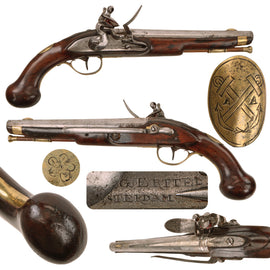 Original Mid 18th Century Dutch Naval Flintlock Pistol by Johann Erttel the Elder of Amsterdam - Circa 1740