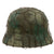 Original German WWII M40 Refurbished Battle of Kursk Camouflage Chicken Wire Helmet - Stamped EF66