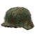 Original German WWII M40 Refurbished Battle of Kursk Camouflage Chicken Wire Helmet - Stamped EF66