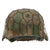 Original German WWII M40 Refurbished Battle of Saint-Lô Textured Camouflage Chicken Wire SS Helmet - Stamped EF66