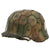 Original German WWII M40 Refurbished Battle of Saint-Lô Textured Camouflage Chicken Wire SS Helmet - Stamped EF66