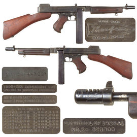 Original U.S. WWII Thompson M1928A1 Display Submachine Gun Serial NO.S-321308 with Magazine - Original WW2 Parts