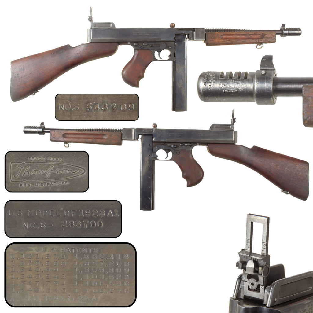 Original U.S. WWII Thompson M1928A1 Inert Display Submachine Gun Serial NO.S-283700 with Long Magazine, Built With Original WW2 Parts