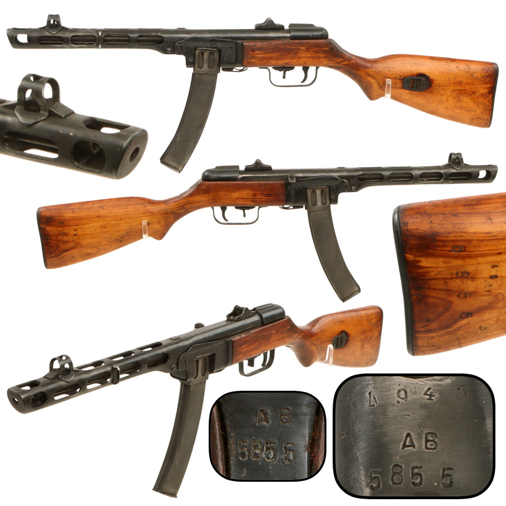 Original Soviet WWII 1945 Dated PPSh-41 Inert Display Machine Pistol with Stick Magazine, Matching Serial No. АВ 5855 Original Items