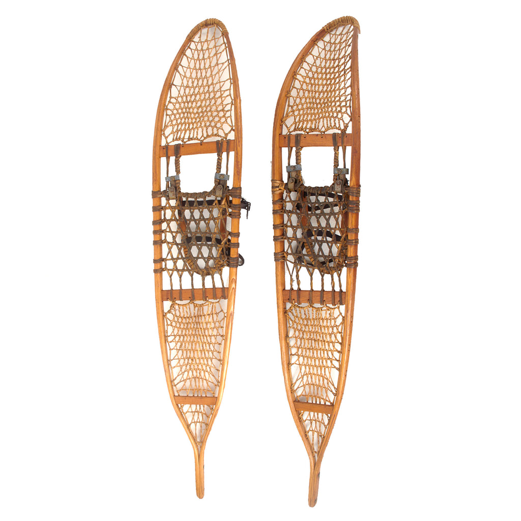 Original U.S. WWII Snowshoes by Snocraft Inc. of Norway Maine - Matching Serial Number 22985 - Dated 1943