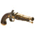 Original 18th Century French Brass Barrel Flintlock Belt Pistol Signed LEROUX À TOULON with Brass Lock and Silver Wire Inlay, Circa 1760