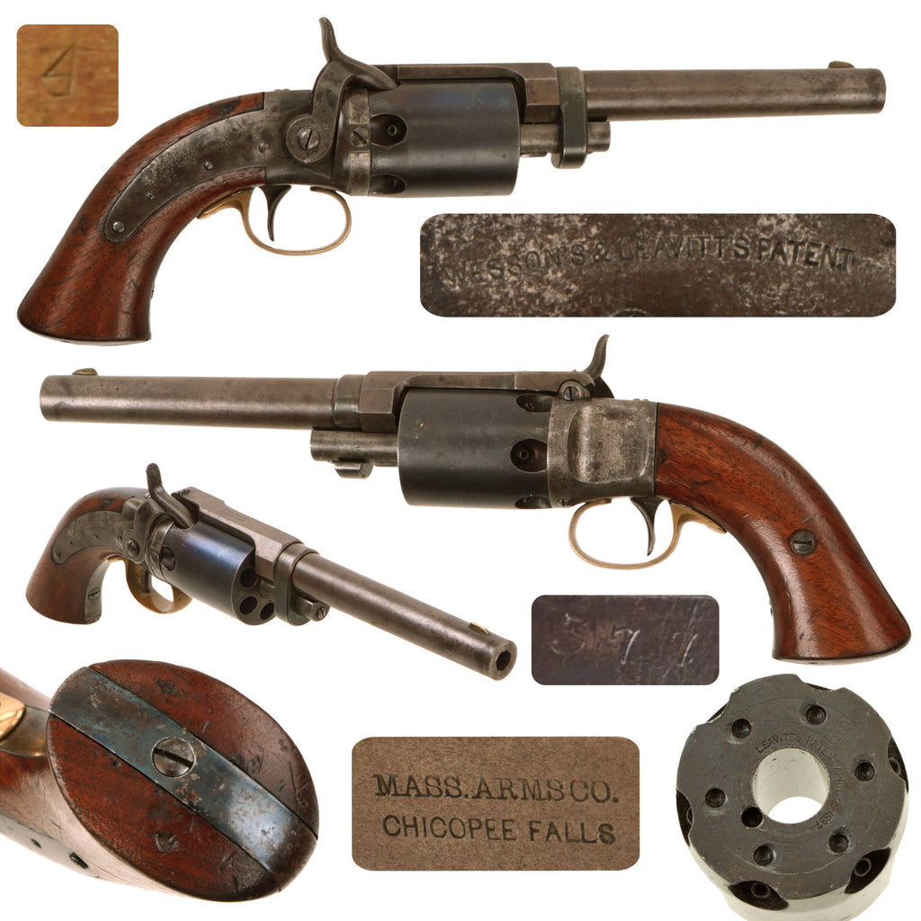 Original Rare U.S. Massachusetts Arms Company Wesson & Leavitt Patent First Model Dragoon Model Percussion Revolver - Serial No. 4 Original Items