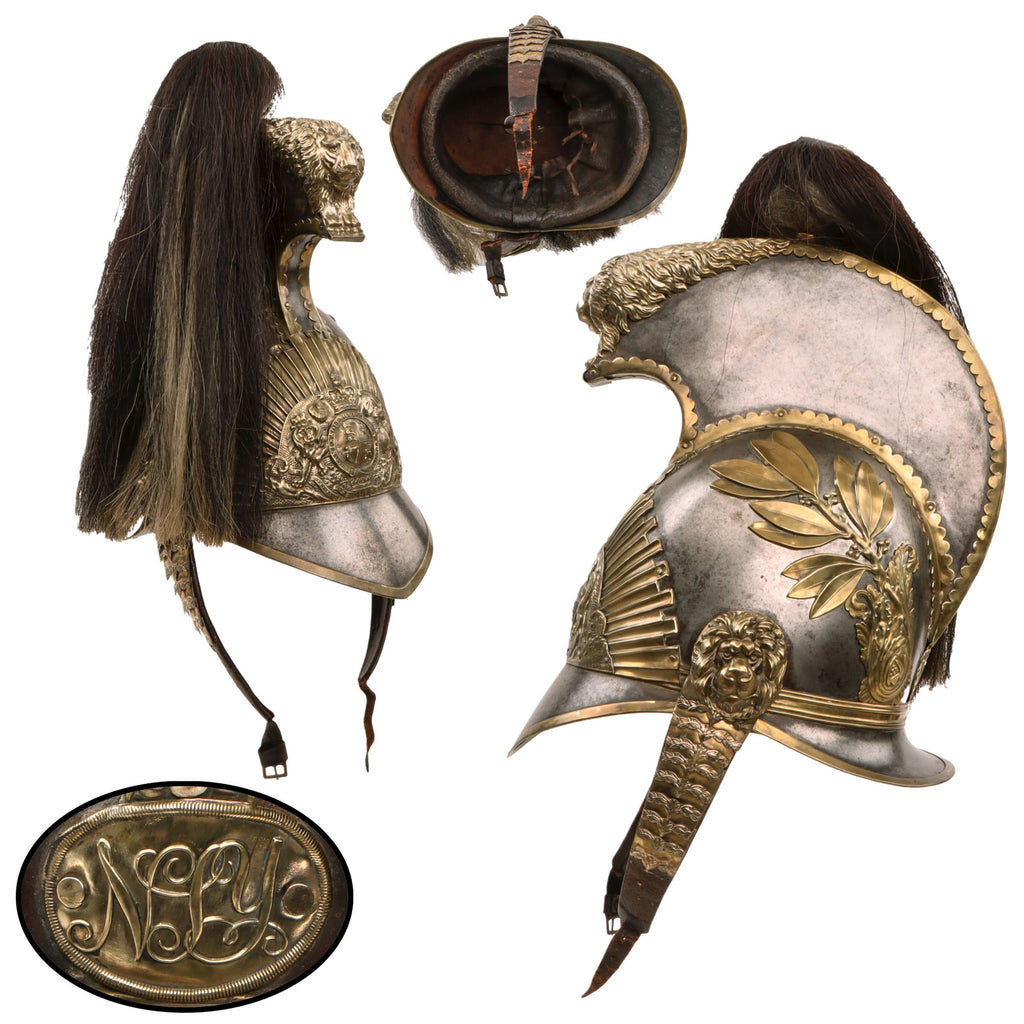 Original British Crimean War Era 1817 Pattern Full Dress Helmet of the North Somerset Yeomanry with Chinscales & Plume - Excellent