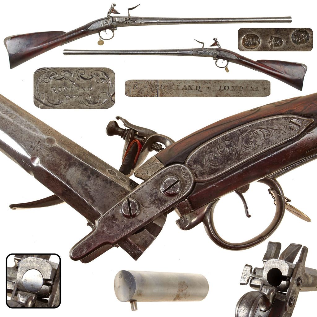 Original Queen Anne 1720 British Break-Action Removable Steel Cartridge Breech Loading Flintlock 10-Bore By Rowland of London from Keith Neal Collection