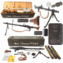 Original German WWII Museum Grade MG 34 Matching Serial Number 4536 Parts Set / Display Gun by Waffenwerke Brünn with Transit Chest and Accessories