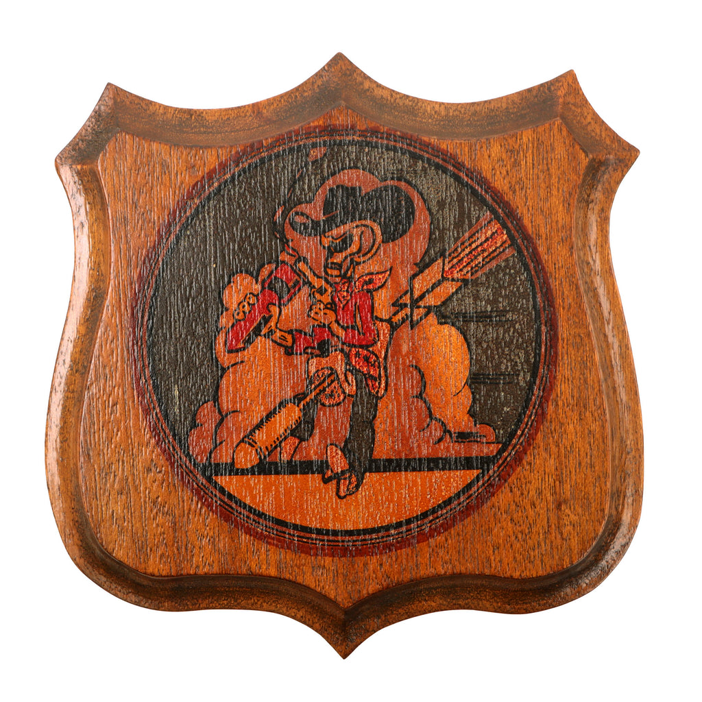 Original U.S. WWII Era Navy VBF-17 Bomber-Fighter Squadron Seventeen Insignia Wooden Plaque - 7 ⅝ x 8” Original Items