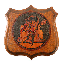Original U.S. WWII Era Navy VBF-17 Bomber-Fighter Squadron Seventeen Insignia Wooden Plaque - 7 ⅝ x 8”