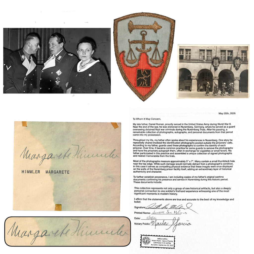 Original Nuremberg Trials Signature of Margarete Himmler (Wife of Heinrich) - Obtained Directly from a U.S. Army Guard, 1945–1946 - As Seen on The Cache with Alex Cranmer
