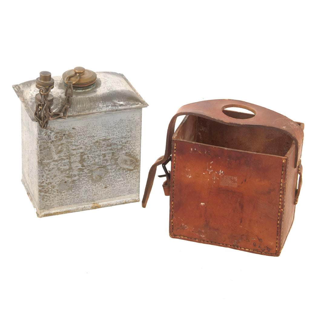 Original British WWI Canadian Vickers MMG Oil Can in Leather Carrier - Dated 1918 Original Items