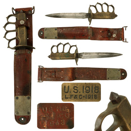 Original U.S. WWI/WWII Model 1918 Mark 1 Trench Knife by L. F. & C. in 1943-Dated M6 Sheath