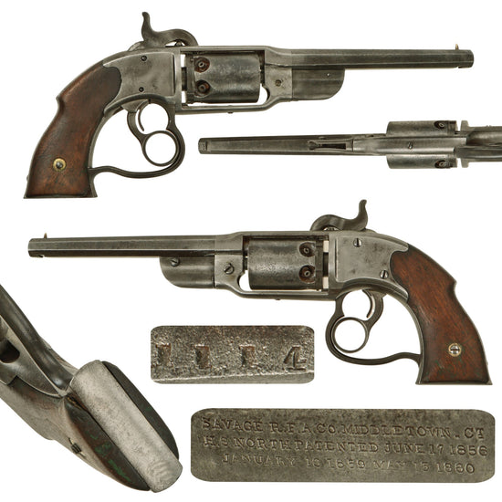 Original U.S. Civil War Savage 1861 Navy Model .36 Caliber Percussion Revolver Serial 1114 - Missing Loader Original Items