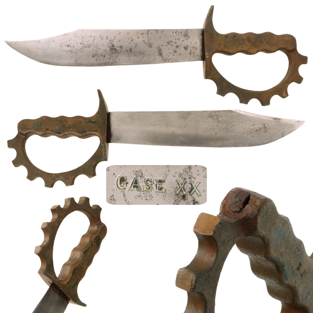 Original U.S. WWII 1st Battalion Ranger Aussie Large Cog Guard Knuckle V44 Bowie Fighting Knife Original Items