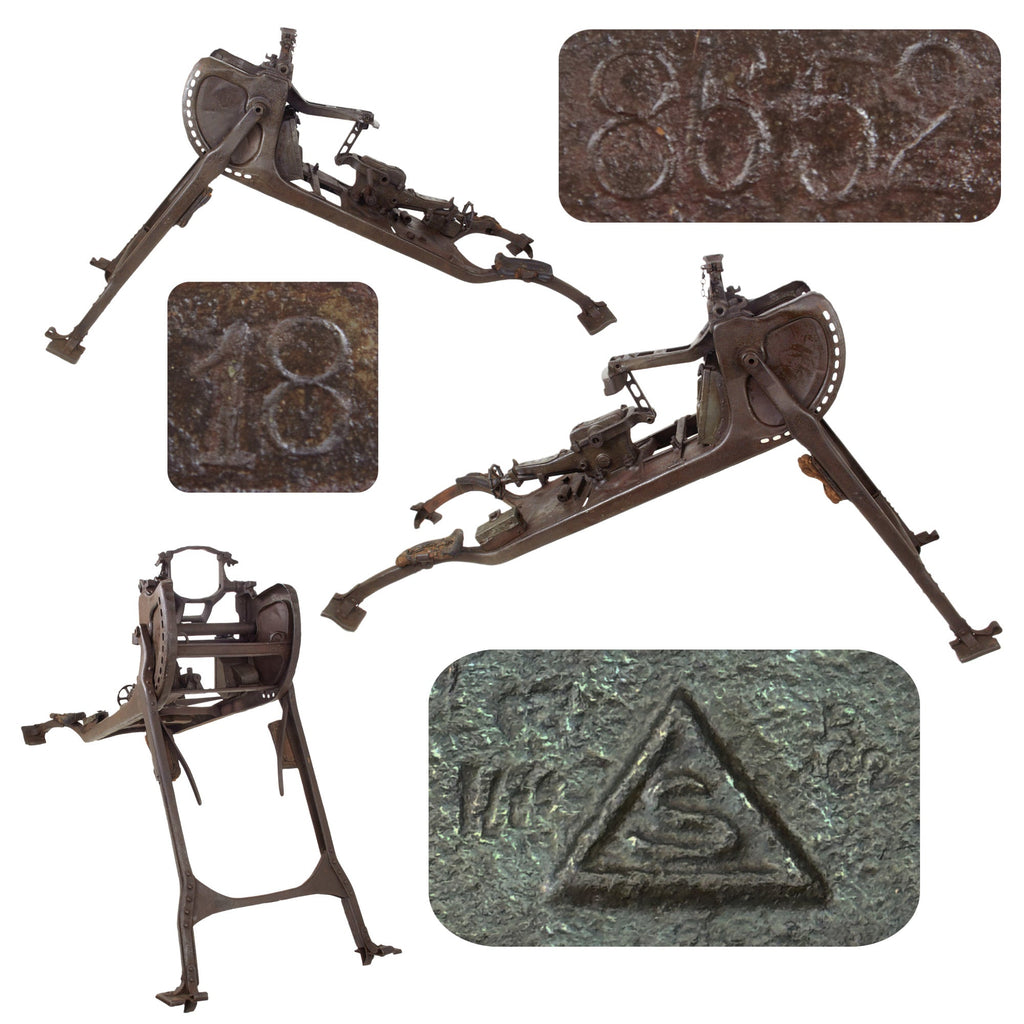 Original Imperial German WWI MG 08 Maxim Machine Gun Schlittenlafette Sled Mount by Simpson - Serial No 8652 Original Items